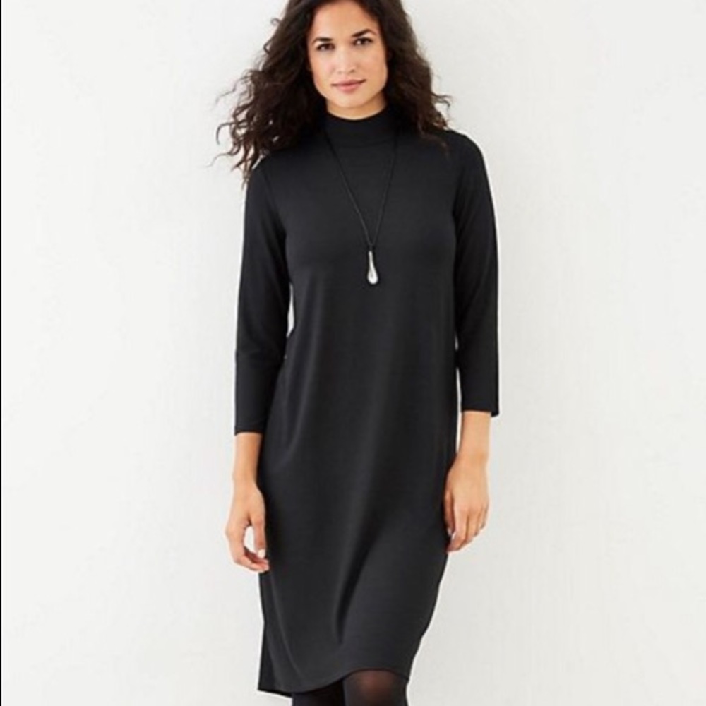 J. Jill Black Mock-Neck Midi Dress
